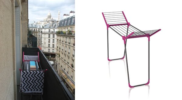 Étape 3 : étendre le linge sur la large partie centrale et sur les ailes pour le faire sécher au grand air.