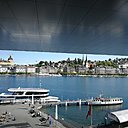 Vue depuis la terrasse du KKL sur la ville de Lucerne.