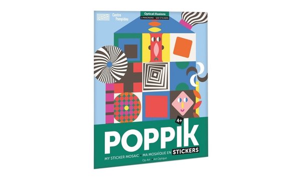 Optical Art by Sophie Ledesma en collaboration avec le Centre Pompidou1 poster + 520 stickers Ref MATOO9 à partir de 4 ans.