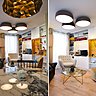 La profondeur de la pièce est mise en valeur par le mobilier. Luminaires Foscarini et Flos.