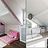 Sous les toits, le domaine des enfants colorié avec des couleurs acidulées comme des bonbons.