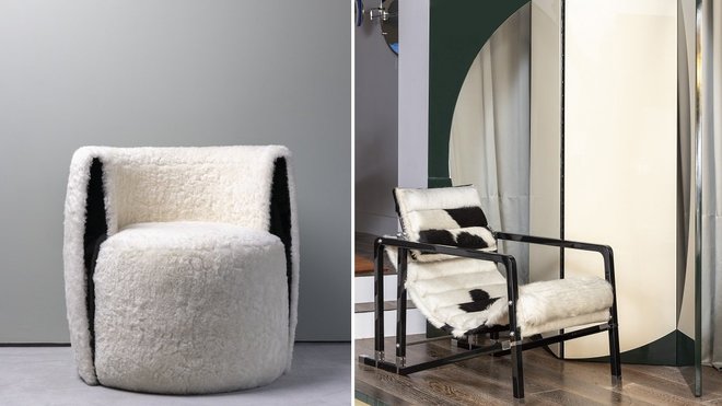 Grand confort pour le fauteuil Wolf et élégance géométrique du paravent Reiko pour Ecart International. Au premier plan, le célèbre fauteuil Transat d'Eileen Gray également édité chez Ecart International.