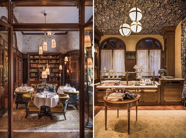 Un salon privé dans l'esprit bibliothèque et la boutique.