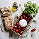 Les ingrédients pour votre bruschetta aux tomates cerises rôties et burrata
